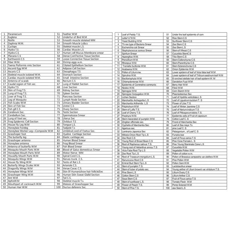 Prolee 200 Packs Microscope Slides, 100 Plants & 100 Animal