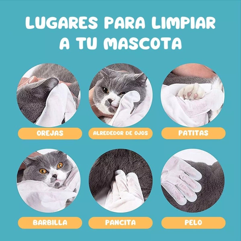 Veraly 6pz Guantes Desechable Mascota Limpieza Sin Enjuague Baño
