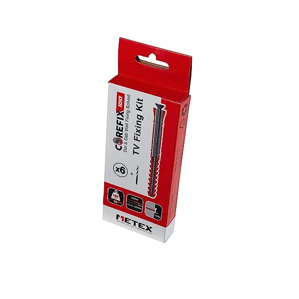 Corefix 100mm TV Wall Fixings - Plasterboard Over Blockwork Wall