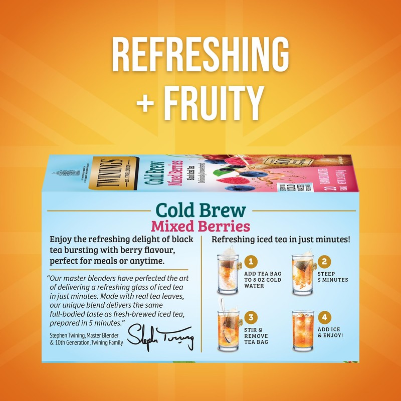 Twinings Mixed Berries Cold Brew Iced Tea Bags, 20 Count
