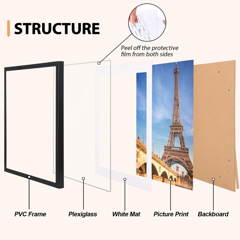 Fixwal 5x7 Picture Frame Set of 12 with Shatter Resistant
