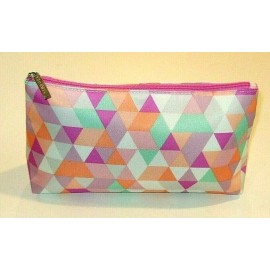 Clinique Pink, Purple, Green, & White Diamond Print Zippered Cosmetic Case - NEW