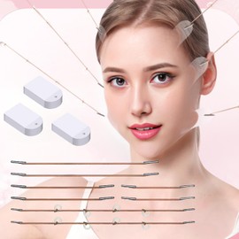 Cinta Adhesiva Invisible para Lifting Facial, 60 Unidades con 8 Cuerdas, Cinta Adhesiva Invisible para Lifting Facial con Cordón, Bandas, Cinta Reafirmante para Maquillaje, Lifting de Piel F