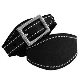 Equitem Stitched Leather Western Saddle Stirrup Replacement Hobbles for Youth Saddle (Black)