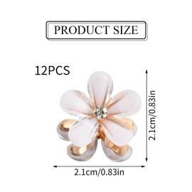 Kioiner 12 Pcs Mini Hair Claw Clips, 2.1cm Diamond Hair Clips, Cute Flower Non-Slip Hair Pins, Bangs Clips, Daily Party Wedding Hair Styling Hair Accessories for Women Girls (White)