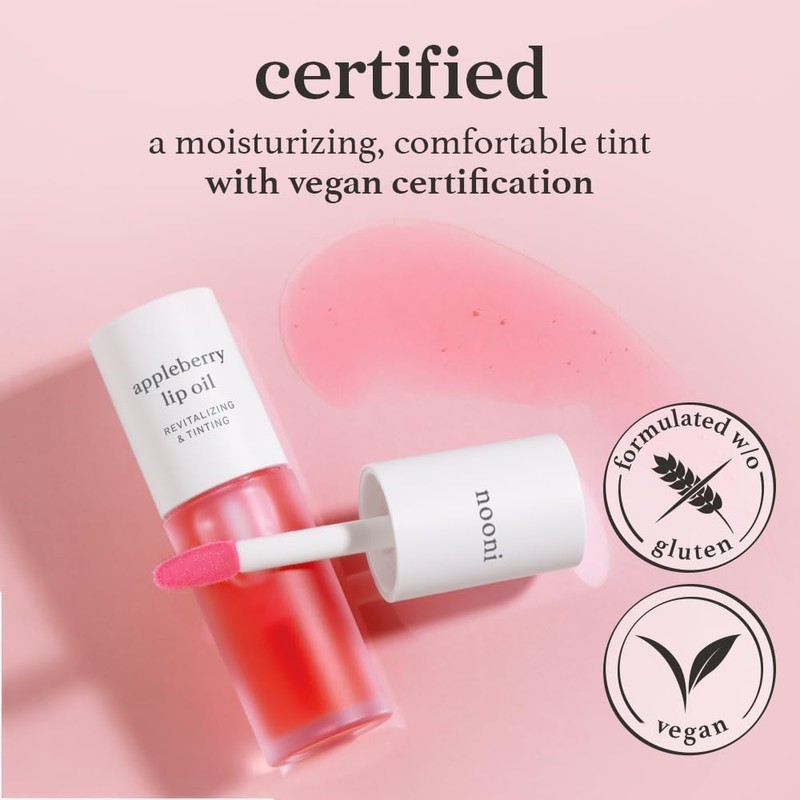 NOONI Korean Lip Oil - Applemint | Long-Lasting, Moisturizing, Plumping,