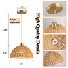 Nekhung Battery Operated Pendant Light with Remote-Battery Chandelier Handwoven Rattan,