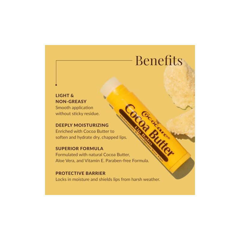 COCOCARE Bálsamo labial de manteca de cacao, 15 oz, 10