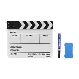 Professional Acrylic Clapboard Dry Erase TV Film Movie Director Cut Action Scene Clapper Board Slate With Marker Pen Eraser