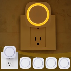 LED Night Lights​ Plug in to Wall,[4-Pack]Plug in Night Light,Auto Dusk to Dawn Sensor,Dimmable night light, energy efficient night lights,Soft Glow for Nursery,Bathroom,Hallway,Bedrooms,Amber