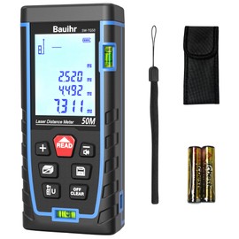 Laser Measure, Bauihr 165ft Laser Distance Meter, Portable Laser Measurement Tool with 2 Bubble Levels, Large Backlit LCD Display, Allowing Pythagorean Mode, Measuring Distance/Area/Volume, IP54
