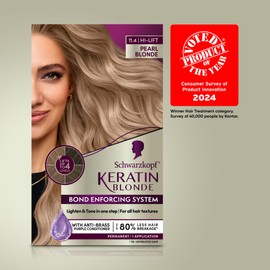 Schwarzkopf Keratin Blonde Hair Dye Pearl Blonde 11.4, Hi-Lift Permanent Color, 1 Application - Hair Color Enriched with Keratin, Lightens up to 4 Levels and Protects Hair from Breakage*