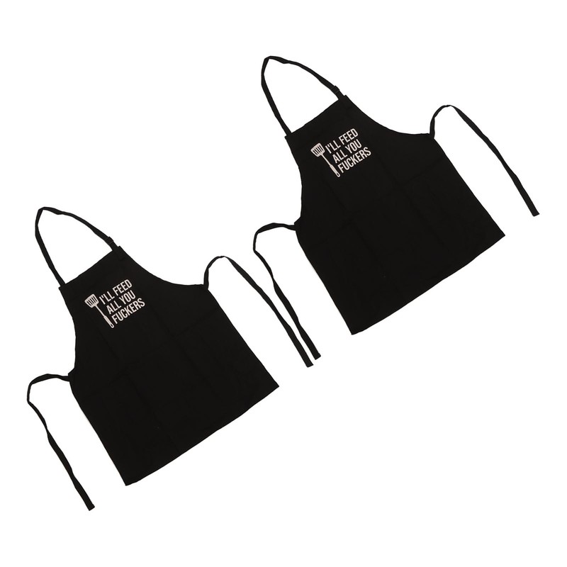 2pcs Kitchen Cooking Aprons Adjustable Bib Soft Chef Apron with