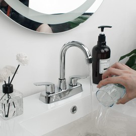 SOLVEX 2 Handle Bathroom Faucet 4 Inch Centerset Bathroom Sink Faucet,3 Hole Bathroom Faucet Chrome,Bathroom Basin Faucet with Deck Mounted Lever Handle,SP-40067