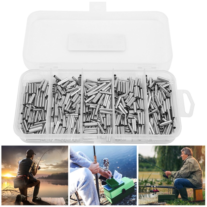 500PCS Single Double Barrel Crimping Sleeve Fishing Line Wire Leader