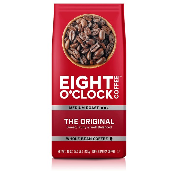 Eight O'Clock Coffee The Original, 40 Ounce (Pack of 1) Medium Roast Whole Bean Coffee, 100% Arabica, Kosher Certified