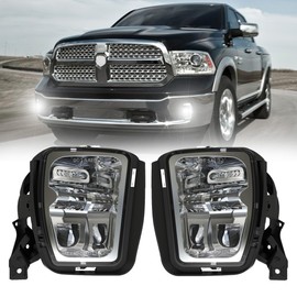 4X4FLSTC LED Fog Lights Assembly Compatible with 4th Gen 2013-2018 Dodge Ram 1500, 2019-2020 Classic OEM Replacement LED Fog Lamps Kit DOT Certified Bumper Driving lights Silver - 1 Pair
