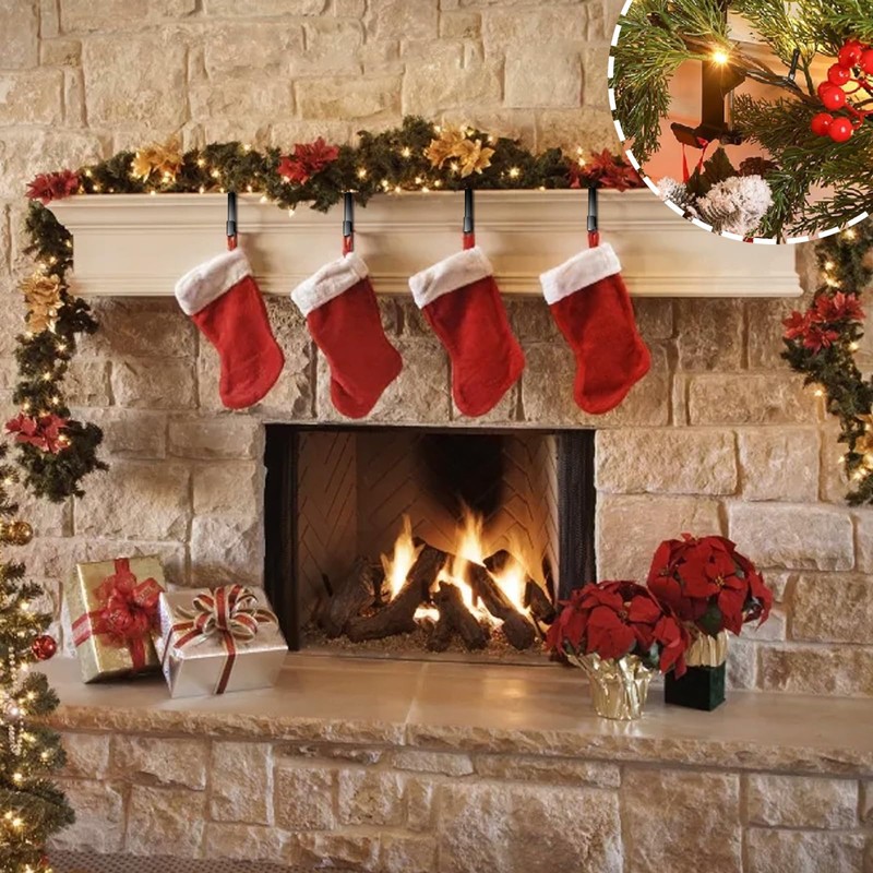 4PCS Fireplace Hanger for Garland for Mantle, 2 in 1