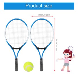 Mutuer Tennis Racket Set for Children, 2 Tennis Rackets with 1 Soft Tennis Ball and 1 Carry Bag, Tennis Racket Beginner Exercise Racket for Toddlers, Indoor and Outdoor (Blue)