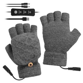 Sonhomay USB Heated Gloves Mitten Unisex Womens& Mens Winter Hands Warm Laptop Gloves Full& Half Heated Fingerless Gloves Hand Warmers for Laptop Gaming Typing Office
