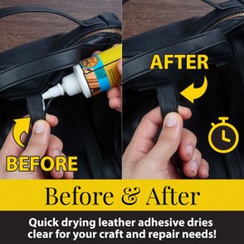 Fiebing's Leathercraft Cement - 4 oz Leather Glue Adhesive - Quick Drying, High Strength, Flexible, Permanent Bonding Leather Repair for Jackets, Shoes, Furniture, Purse - Non-Toxic & Non-Flammable