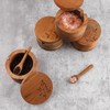 DGYLL Acacia Wood Salt Container with Spoon Salt Keeper Salt