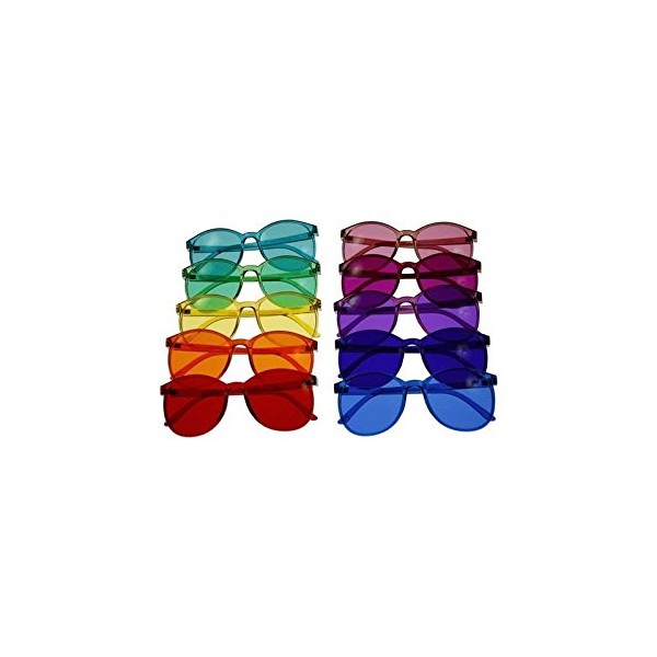 Round Style Color Therapy Glasses, Colored Sunglasses Set of 10 Colors