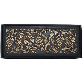 HF by LT Ferns Design Deluxe Rubber Boot Tray, 34 x 14 inches, Heavy Duty Vulcanized Rubber, One-Piece Seamless Construction, Year Round Use Indoors or Outdoors, Black with Brushed Copper Finish