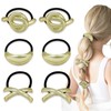 BangBoom 6 Pieces Gold Hair Ties, 3 Styles Metal Geometric