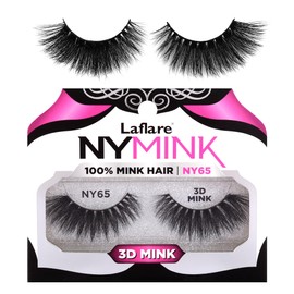 Laflare 3D NY Mink Eyelashes, 100% Real Mink Hair Lashes, Luxury Makeup, Natural, Light, Trendy, Variety, Reusable, Multi layered Real Mink Hair Lashes (NY65)