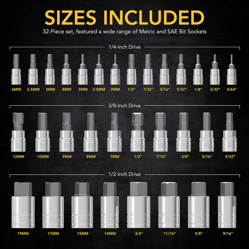 LEXIVON Master HEX Bit Socket Set, Premium S2 Alloy Steel