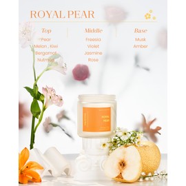 M&SENSE Royal Pear Freesia Scented Candle - 11.6oz Natural Soy Wax Non Toxic Aromatherapy Candle 70-Hour Long Lasting Burn Time, 2-Wick Fruity Scent for Refreshing, Holiday & Housewarming Gifts