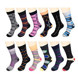 Gelante 12 Pairs Mens Funny Crazy Colorful Dress Crew Sock Funky Pack - W932G-Assort