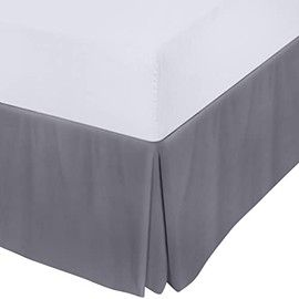 Utopia Bedding Valance Sheet Double - Soft Brushed Polyester-Microfibre - Pleated - Fits Under the Mattress & Down to the Floor - Base Bed Skirt (Grey)