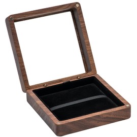 COSISO Single Solid Walnut Wood Medal Display Storage Box with Clear Top for Medals Race Medal Display for Sports Medals, Track & Field, Military,Races, Running, Marathons