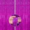 PartyWoo 2 pcs Hot Pink Foil Fringe Curtain, Metallic Foil