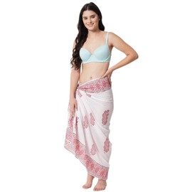 parihan Cotton Block Print long Beach Sarong Pareo Swimsuit Cover Ups Women Wrap