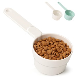 Dog Food Scoop 1/2 Cup - MSBC Melamine Pet Food Scoop Measuring Cup for Dog Cat Ferret Rabbit Bird Food, Half Cup Scoop Food-Grade Pet Feed Scoops with Handle, Dishwasher Safe, White