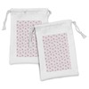 Ambesonne Botanical Fabric Pouch Set of 2, Monochromatic Floral Pattern
