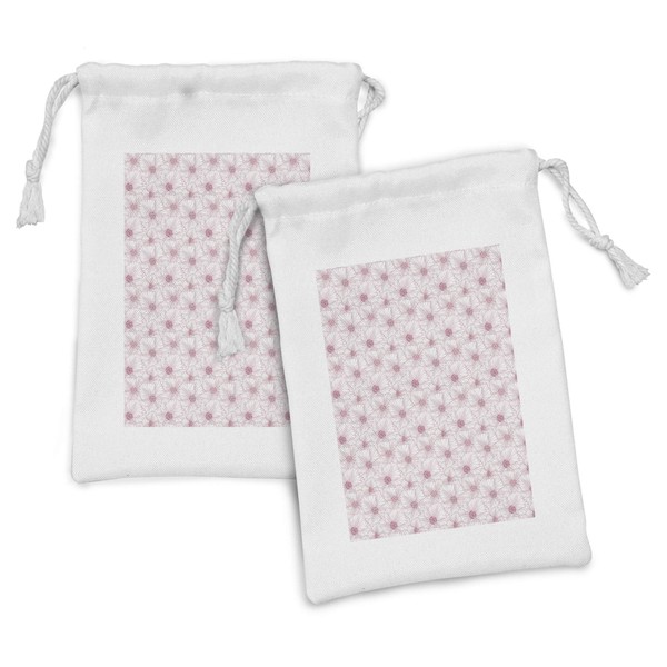 Ambesonne Botanical Fabric Pouch Set of 2, Monochromatic Floral Pattern