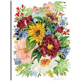 Fine Art Canvas Loose Sketchbook Florals No.1 Canvas Wall Decor by Artist Shealeen Louise for Living Room, Bedroom, Bathroom, Kitchen, Office, Bar, Dining & Guest Room - Ready to Hang - 21 in x 28 in