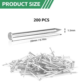 Jyvex Pack of 200 20 mm Steel Nails, Nails for Concrete Walls, Galvanised, Nail Woodworking Brick, Universal Use Indoor and Outdoor Use