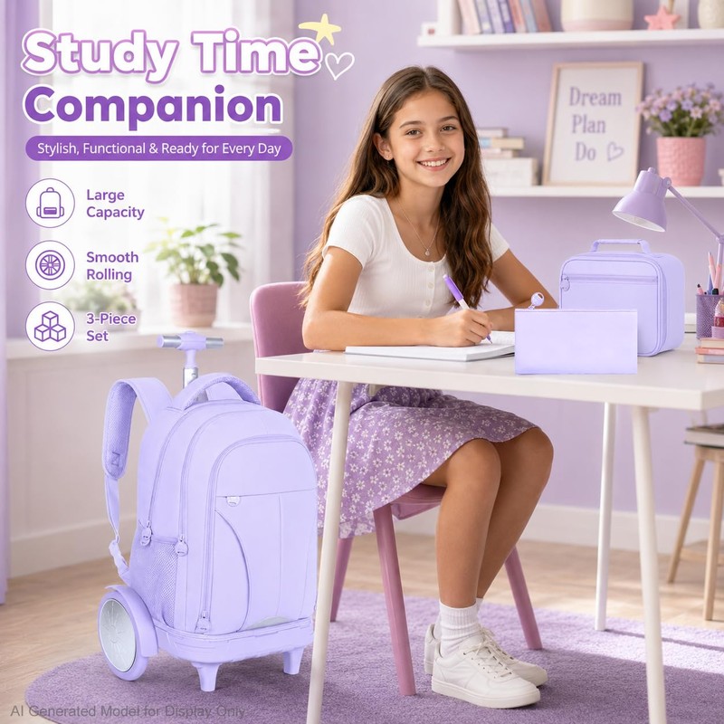 gxtvo Large Wheels & Quiet Glide | Rolling School Backpack
