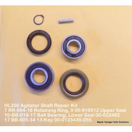 Hobart HL200 Agitator Shaft Repair Kit 7 RR-004-18 Retaining Ring, 9 00-916512