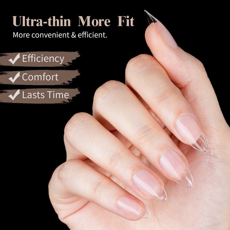 Venares Pack of 120 Short Almond Nail Tips for Gel