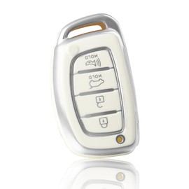 OFFWEGO for Hyundai Key Fob Cover, Soft TPU Key Protector Case Compatible with Hyundai Elantra Elantra GT Ioniq Sonata Tucson Smart 4 Buttons Keyless, White