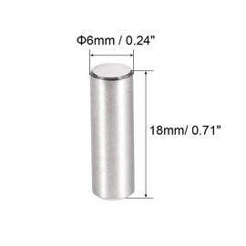 TOP-VIGOR 25Pcs 6mm x 18mm Dowel Pins Shelf Support Pegs, 304 Stainless Steel Cylindrical Shelf Support Pin Fasten Elements Silver Tone