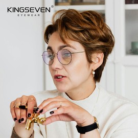 KINGSEVEN Blue Light Blocking Glasses Unisex Lightweight Frame Anti-Eyestrain UV400 Clear Lenses Eye Protection (Silver)