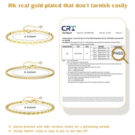 Milacolato 3-6 Piece Bracelet Women's Gold Set 18K Gold-Plated Bracelet Women's Gold Twist Figaro Chain Bracelets Adjustable Bangles Gold Women's Waterproof Gold Jewellery Women