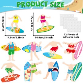 gisgfim 80Pcs Summer Cutouts Surfboard Decoration Hawaiian Beach Surfing Bulletin Board Summer Ocean Cut-Out Classroom Decor for Boy Girl DIY Craft Photo Wall Kindergarten Preschool Party Favor Supply
